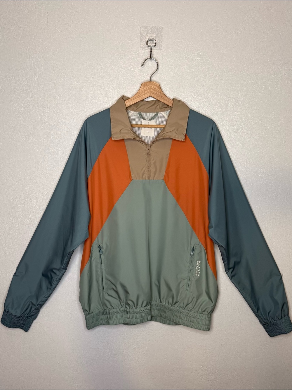 Wood Wood Gasper Jacket in Light Green Men's Medium Windbreaker Colorblock Euro